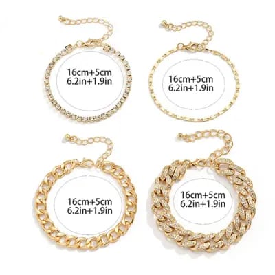 4pc Rhinestone Layered Bracelet XD21