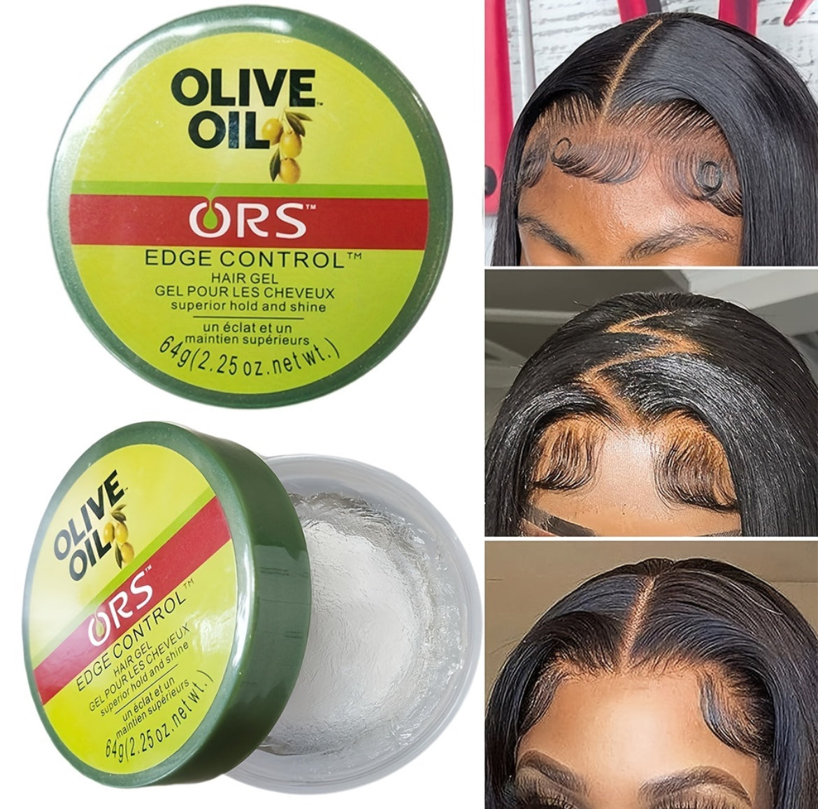 Olive Oil Edge Control Hair Gel 64g - Strong Hold & Shine for Sleek Edges