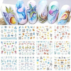 Self-Adhesive Ocean-Themed Nail Art Stickers – Stunning, Easy-to-Apply Sea Designs