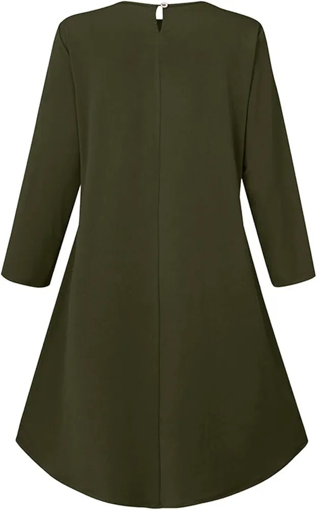 Long Sleeve Button Decor Tunic Dress