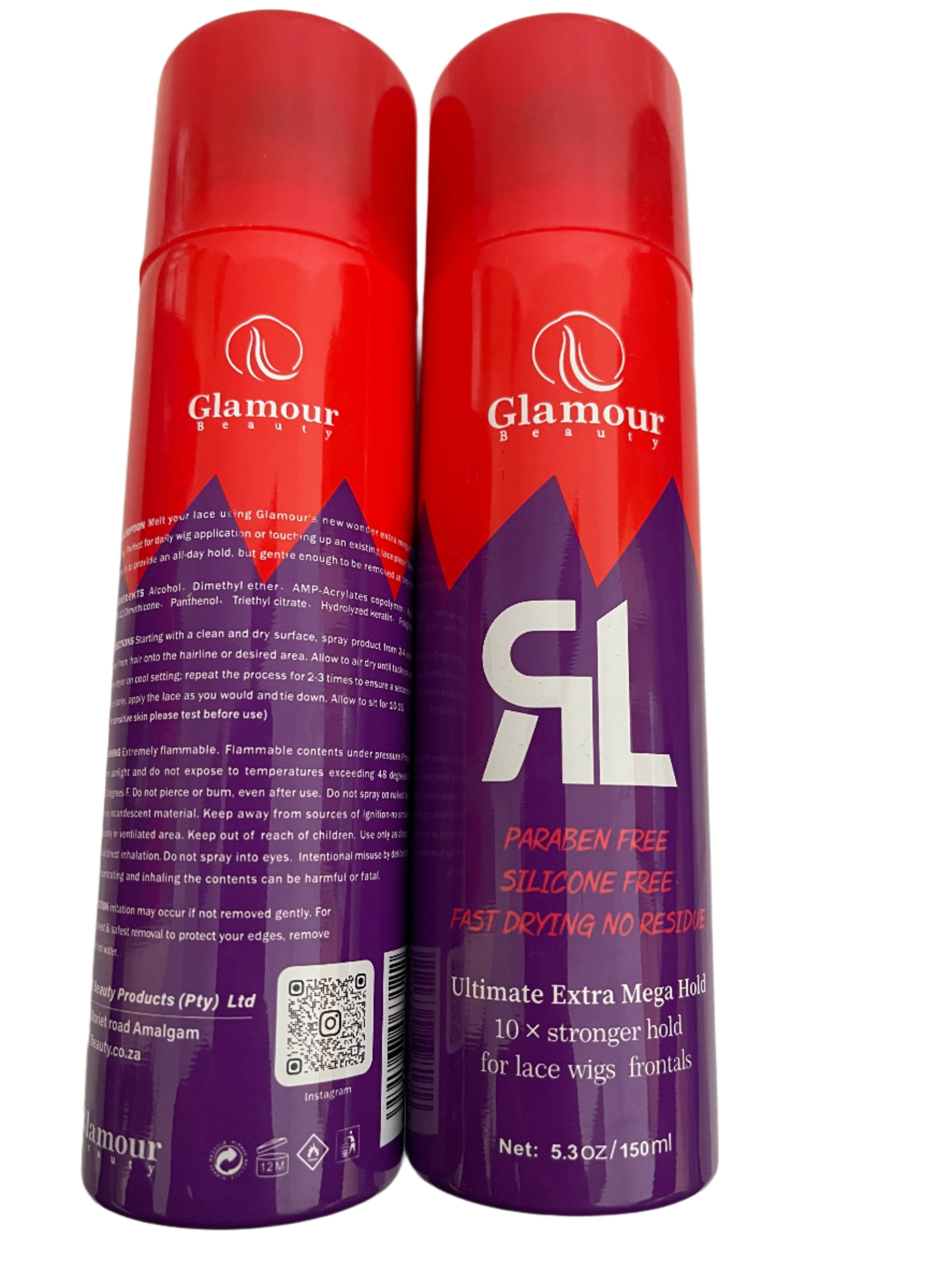 Glamour Extra Mega Hold Lace Wig Spray 150ml - Secure and Long-Lasting Wig Hold for Flawless Styling