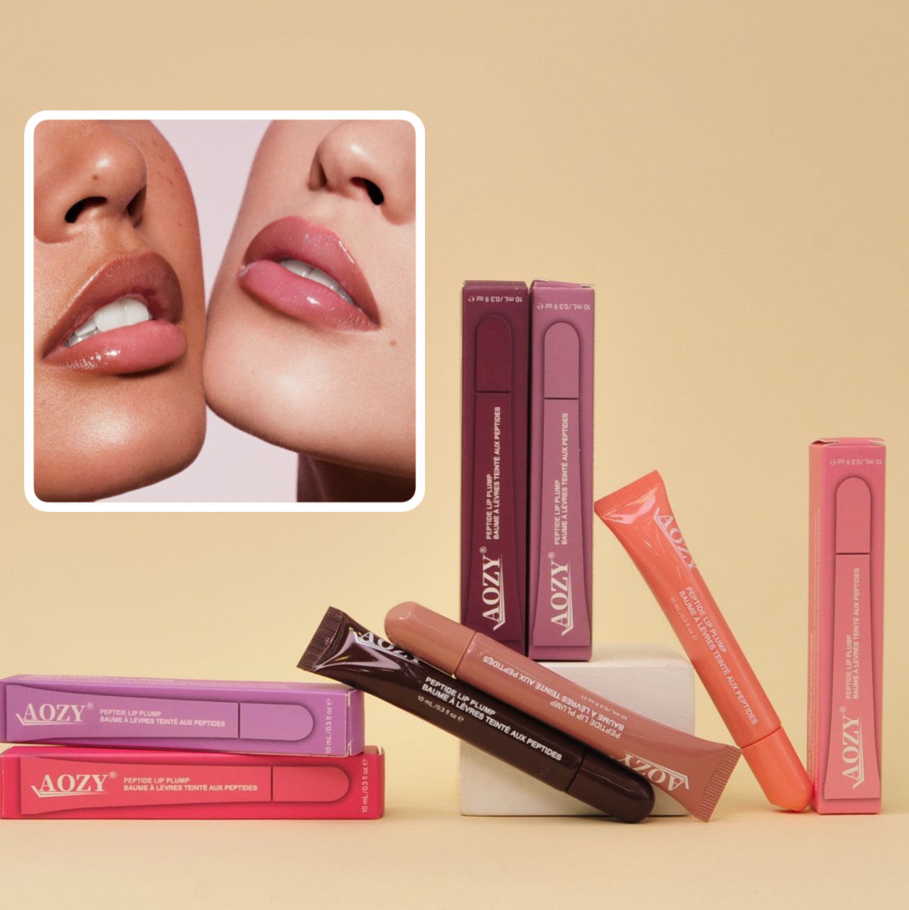 AOZY Peptide Lip Plump –  Glossy Tinted Lip Enhancer (1pc)