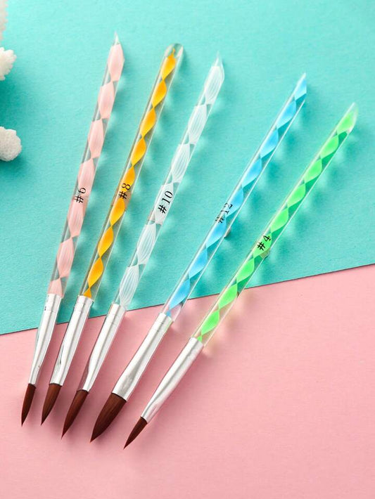 5pcs/Set Nail Art Tool Spiral, Crystal, Acrylic Handle
