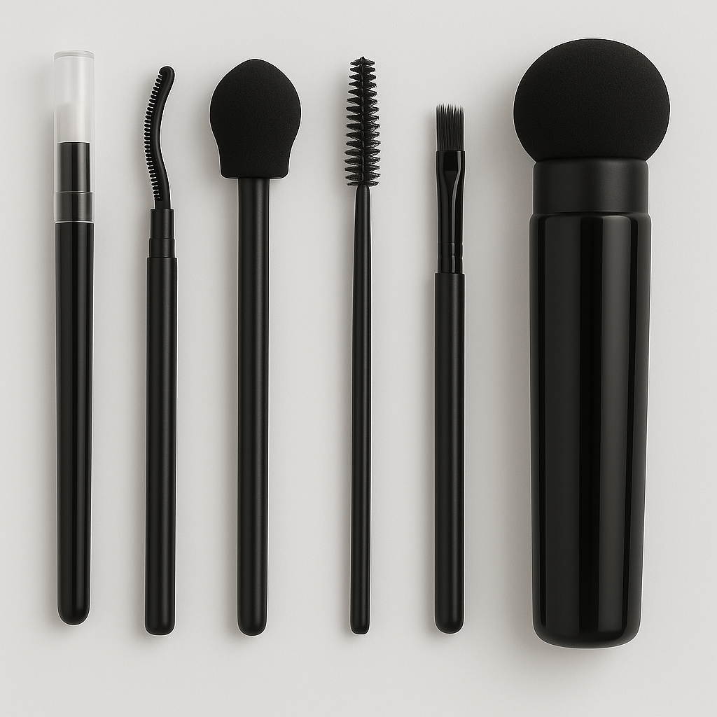 6pc Mini Makeup Brush Set – Travel Beauty Tools in Storage Holder - Random Colour