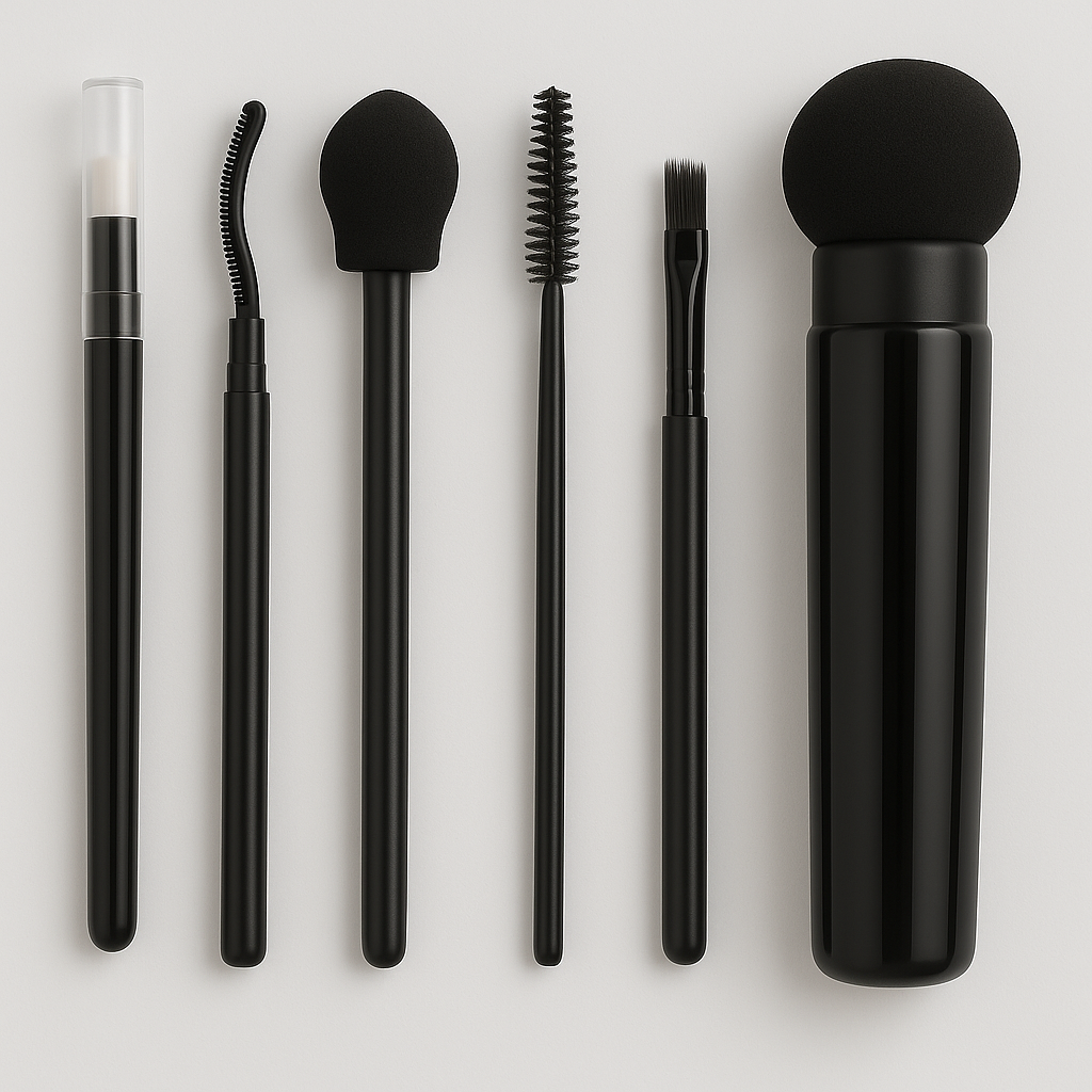 6pc Mini Makeup Brush Set – Travel Beauty Tools in Storage Holder - Random Colour