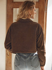 Flap Pocket Drop Shoulder Corduroy Jacket – Stylish & Cozy Jacket for All Seasons