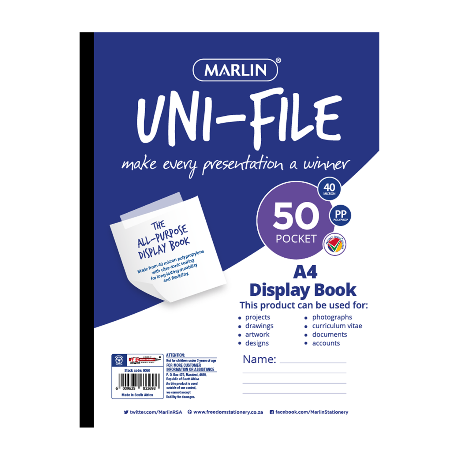 Marlin Uni-File A4 Display Book