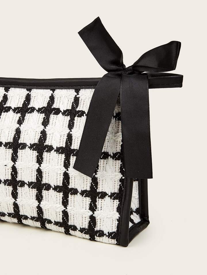 Tweede Check Cosmetic Bag with Bow - Chic & Elegant Organizer