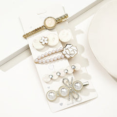 5pcs White Golden Hairpins Elegant Hair Clips XD21