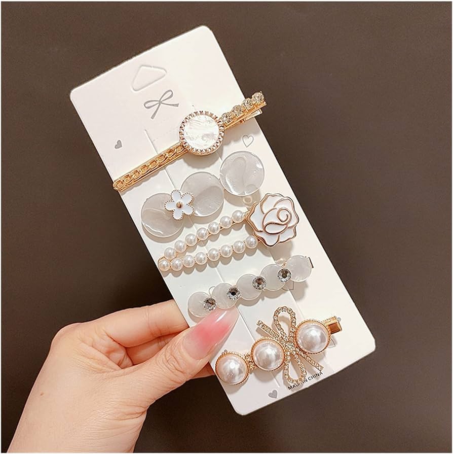 5pcs White Golden Hairpins Elegant Hair Clips XD21