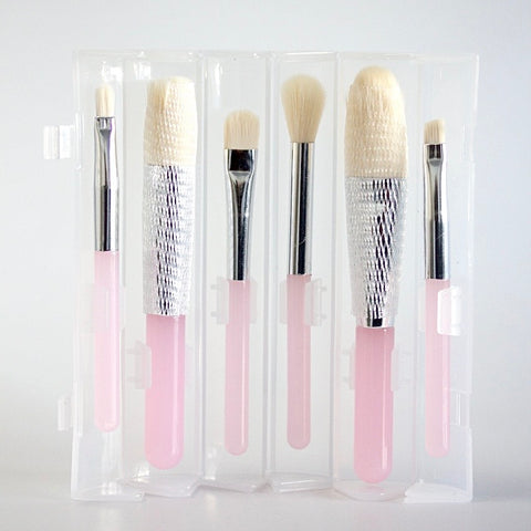 6-Piece Travel Makeup Brush Set with Case - Perfect for On-the-Go Beauty