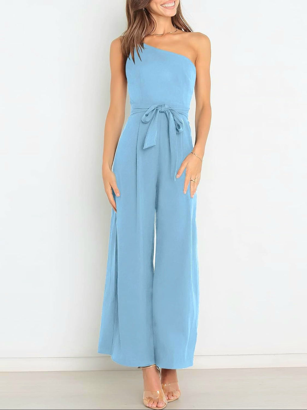 One Shoulder Jumpsuit With Pockets With No Belt