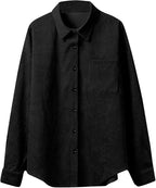 Corduroy Button-Up Shirt – Soft Textured Oversized Fit