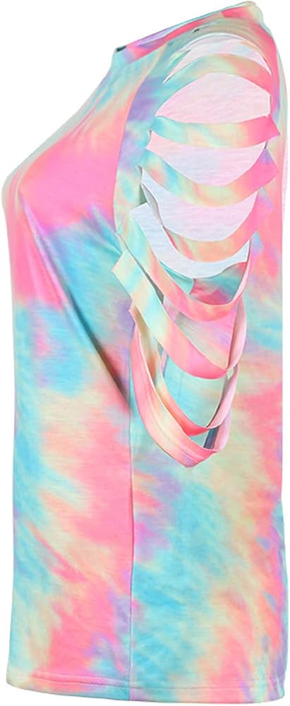 Chill Tie-Dye Shredded sleeve Top