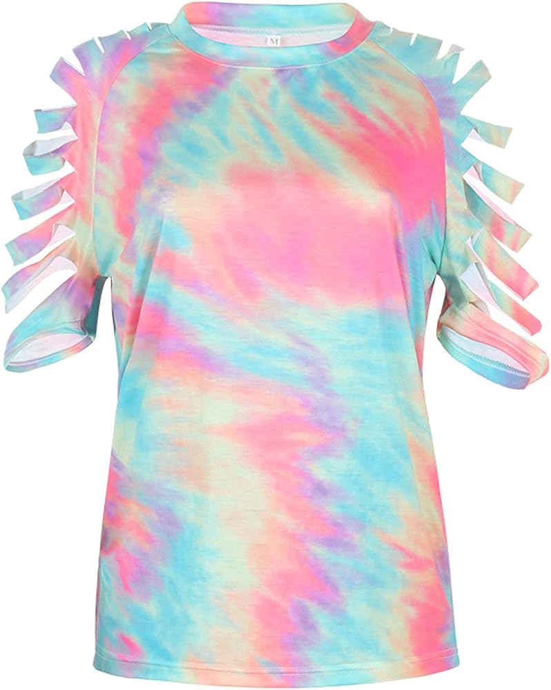 Chill Tie-Dye Shredded sleeve Top