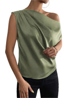 Satin Off-Shoulder Asymmetrical Blouse – Elegant & Stylish