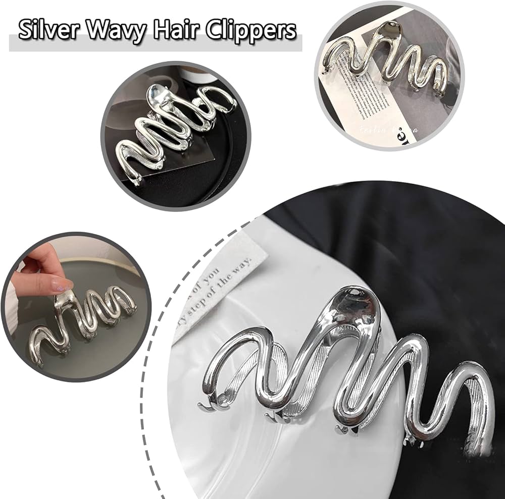 Silver Wave Hair Grip Steel - Strong & Stylish Hair Accessory