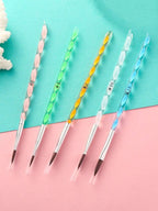 5pcs/Set Nail Art Tool Spiral, Crystal, Acrylic Handle