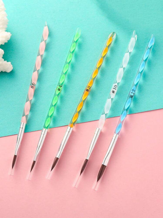 5pcs/Set Nail Art Tool Spiral, Crystal, Acrylic Handle