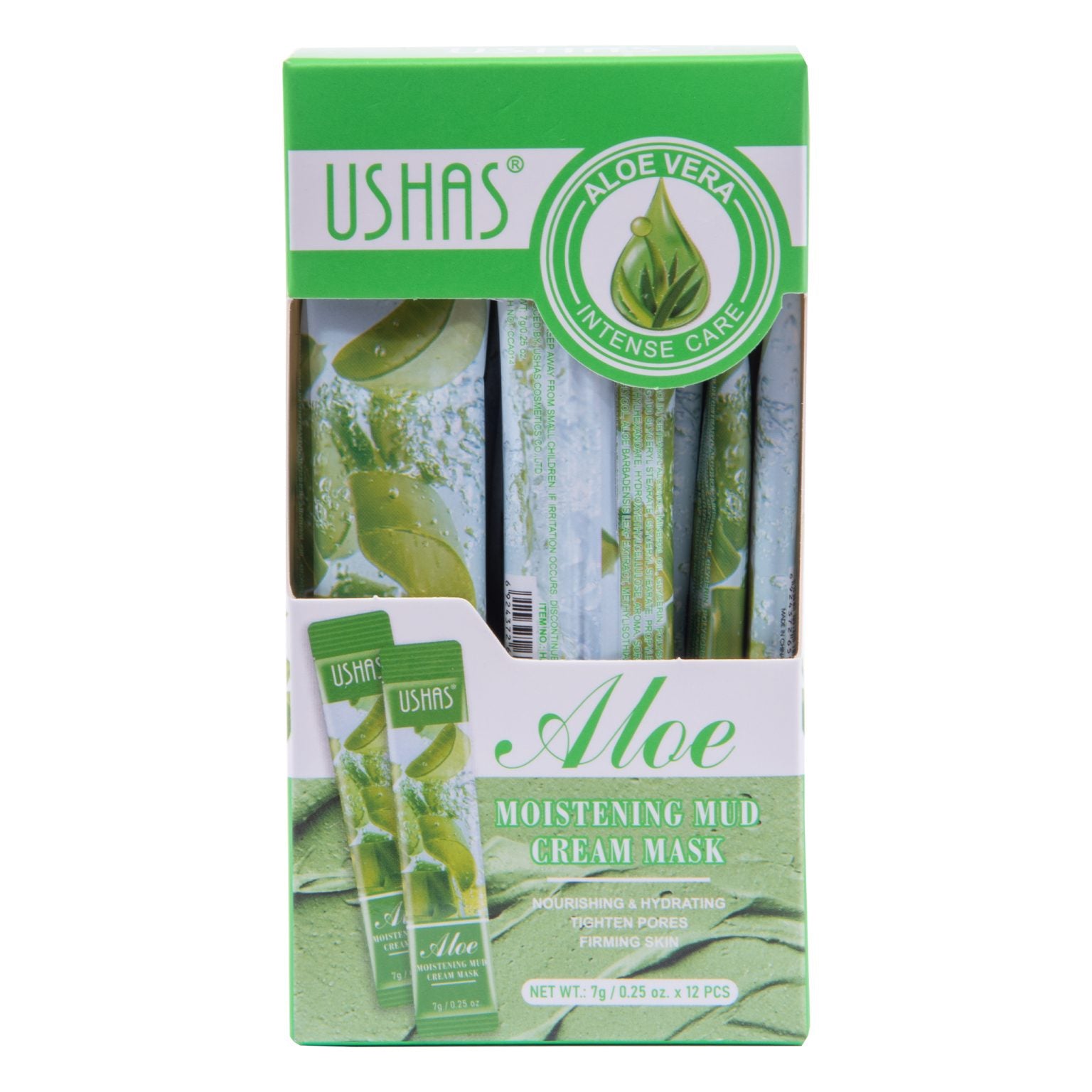Ushas Aloe Vera Mud Mask - 12 Sachets for Refreshing Skincare