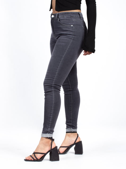 Button Dark Grey Skinny Jeans K2048