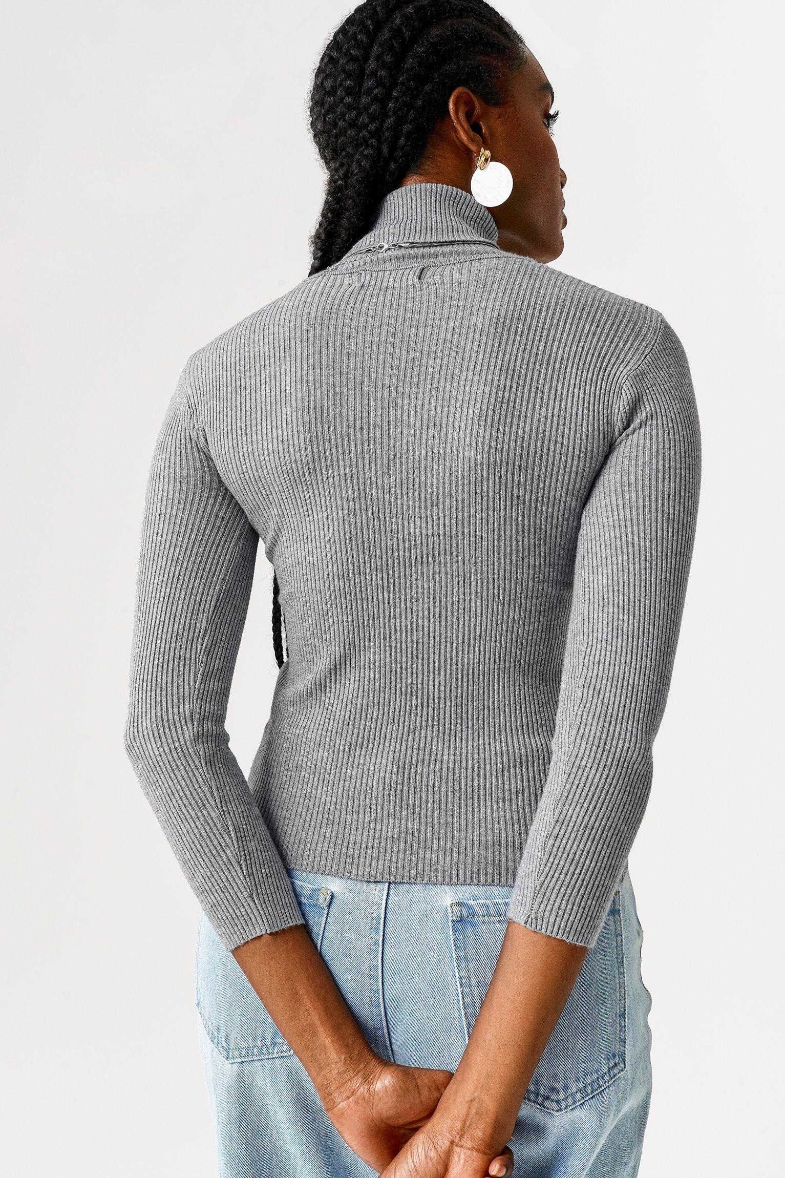 Turtleneck Ribbed Knit Sweater Pullover Jersey