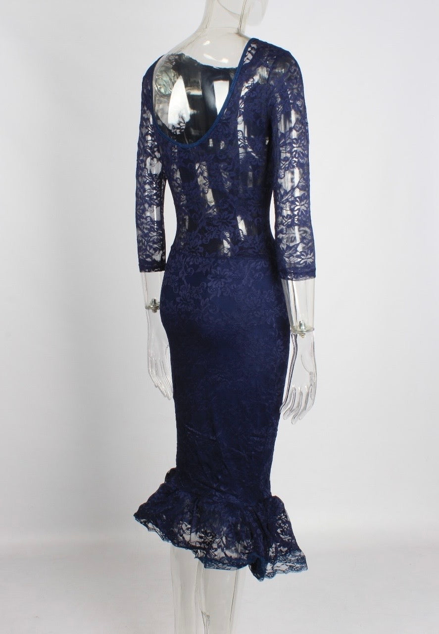 Fishtail mermaid lace Bodycon midi dress