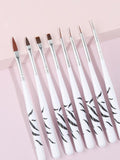White Handle Nail Art Brush Set – 7pcs Detail Painting Tools
