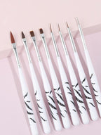 White Handle Nail Art Brush Set – 7pcs Detail Painting Tools