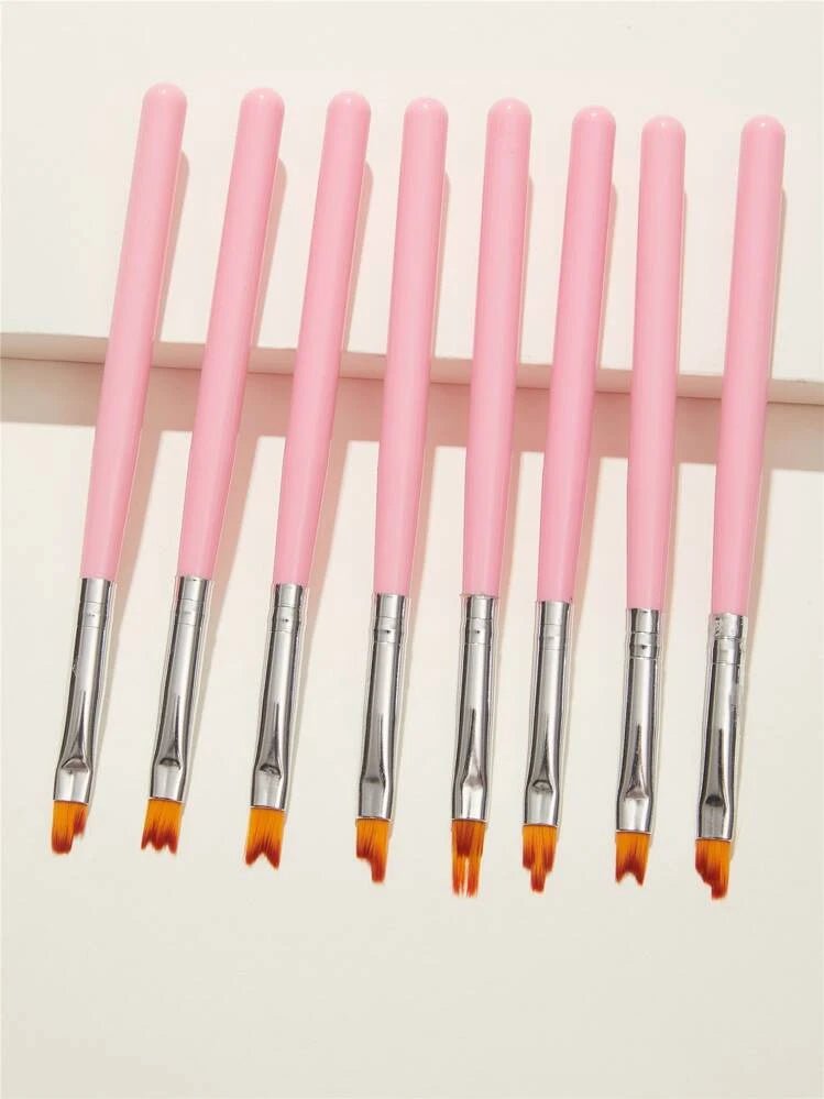 Pink Nail Art Brush Set - Precision 5-Piece Kit for Professional Nail Art