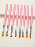 Pink Nail Art Brush Set - Precision 5-Piece Kit for Professional Nail Art