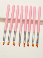 Pink Nail Art Brush Set - Precision 5-Piece Kit for Professional Nail Art