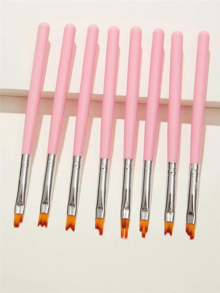 Pink Nail Art Brush Set - Precision 5-Piece Kit for Professional Nail Art