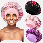 Floral Pattern Satin Bonnet - Breathable & Comfortable with Frill Elastic Band