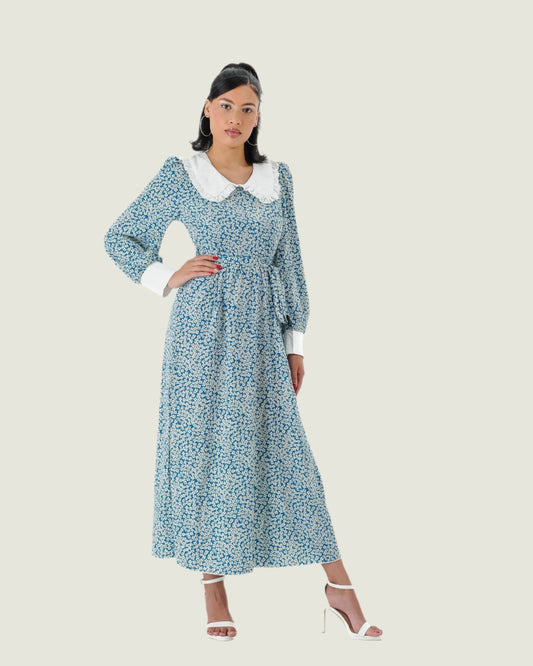 Elegant Victorian-Inspired Midi Dress - Timeless Feminine Prairie Style