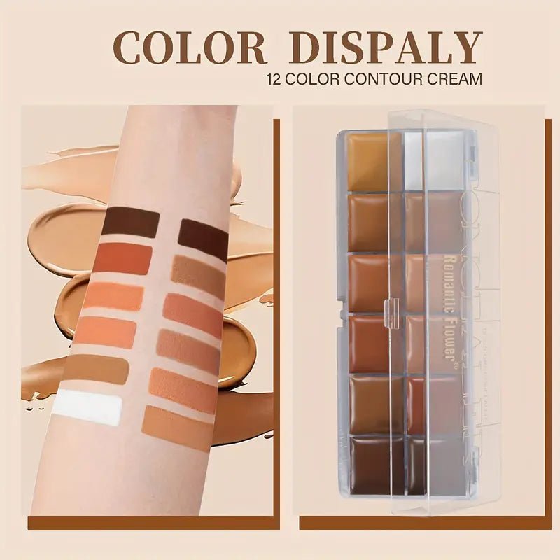 12 Colors Concealer Palette, Coverage Long Lasting Contour Cream
