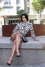 Leopard Print Long Sleeve Ruched Mini Dress – Bold, Chic, & Stylish
