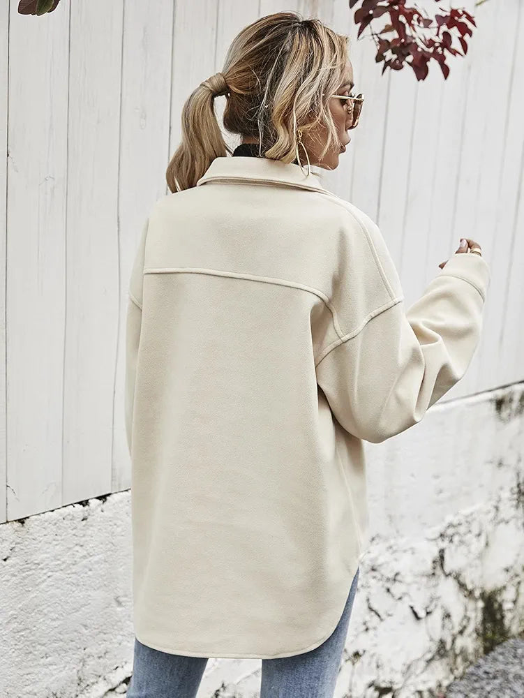 Women's Casual Button-front Long Sleeve Utility Jacket