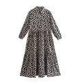 Geometric Midi Button Shirt Dress