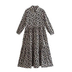Geometric Midi Button Shirt Dress