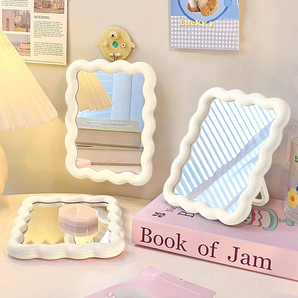 Cutesy Wave Shaped Table Mirror