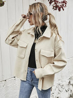 Women's Casual Button-front Long Sleeve Utility Jacket