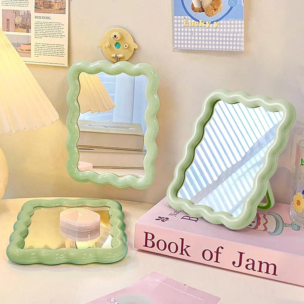 Cutesy Wave Shaped Table Mirror