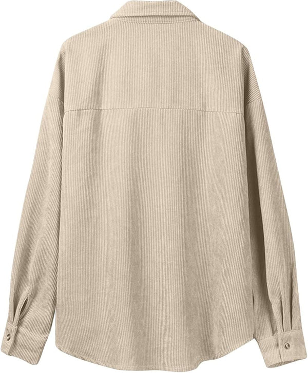 Corduroy Button-Up Shirt – Soft Textured Oversized Fit