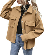 Women's Casual Button-front Long Sleeve Utility Jacket