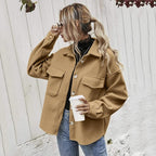 Women's Casual Button-front Long Sleeve Utility Jacket