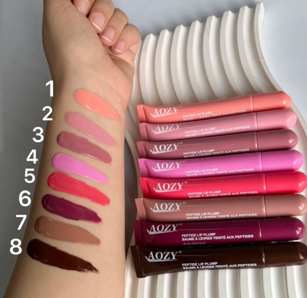 AOZY Peptide Lip Plump –  Glossy Tinted Lip Enhancer (1pc)