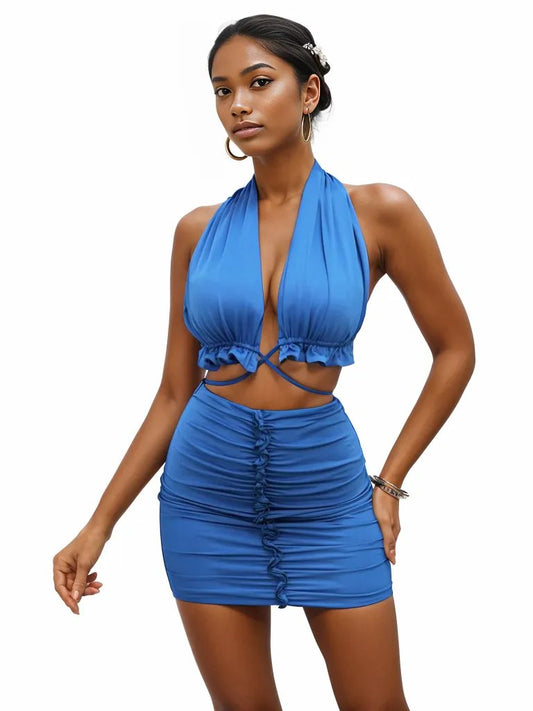Frill Cropped Top and Mini Skirt Set