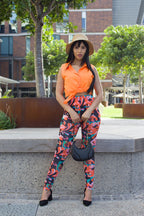 Bright Shirt and Pattern Leggings Two Piece Set