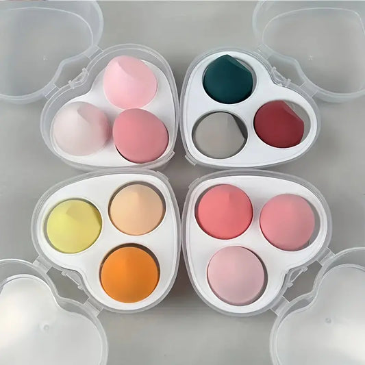 Heart-Shaped Makeup Sponge Set – 3-Piece Beauty Blender Set